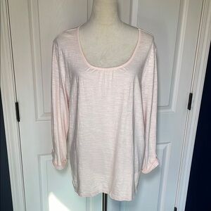 Weekends by Chico’s Pullover Cotton Long Sleeve Shirt Light Pink 3/XL